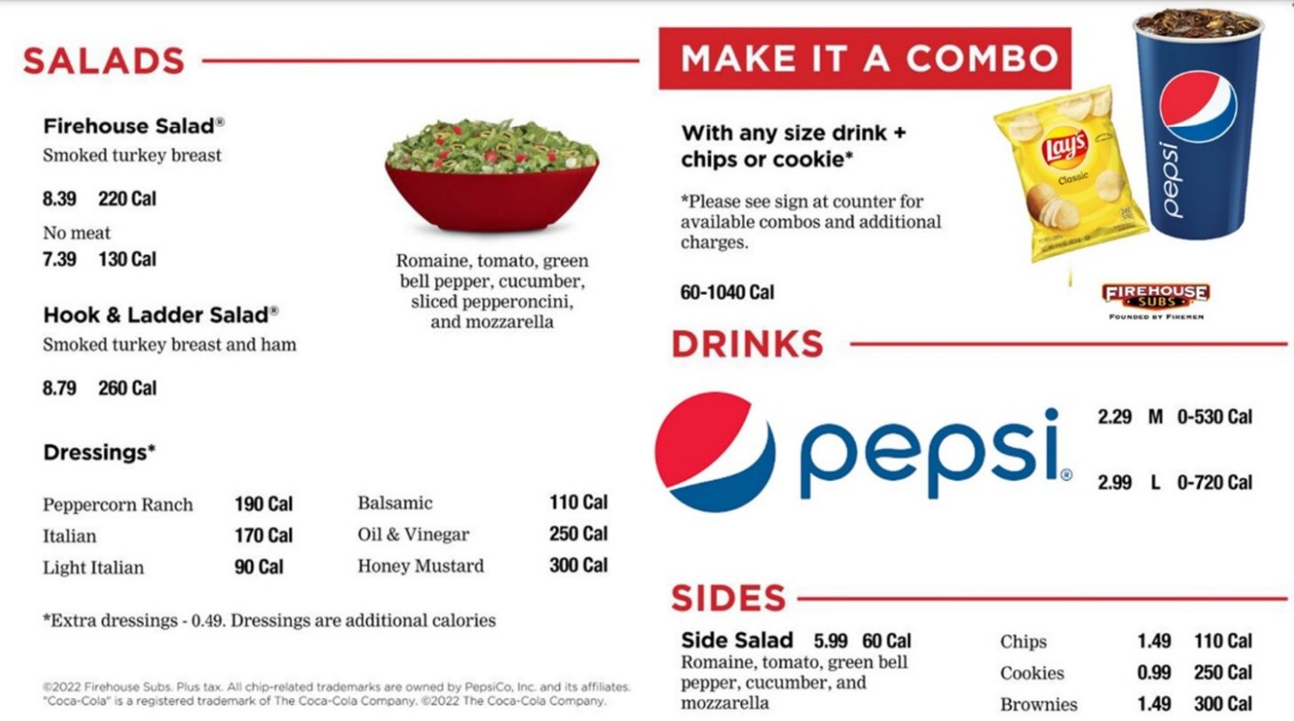 Firehouse Subs Menu Pdf [ Updated 2025 ]